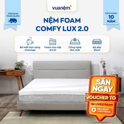 Nệm foam Comfy Lux 2.0 cao cấp êm ái dày 22cm