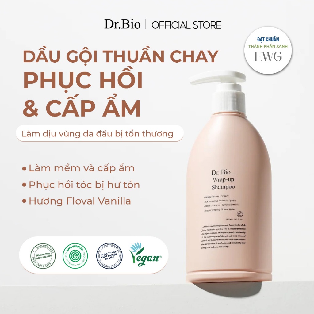  Dầu Gội Đầu Dầu Xả Dr.Bio Wrap-Up Shampoo Giúp Phục Hồi Và Dưỡng Tóc Nhuộm Tóc Tẩy Tóc Rụng 