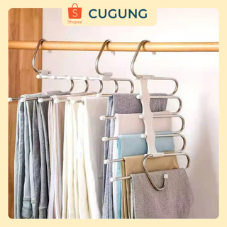 Móc treo quần áo gấp gọn thông minh 5 tầng - Giá phơi, thanh treo quần áo bằng thép không gỉ