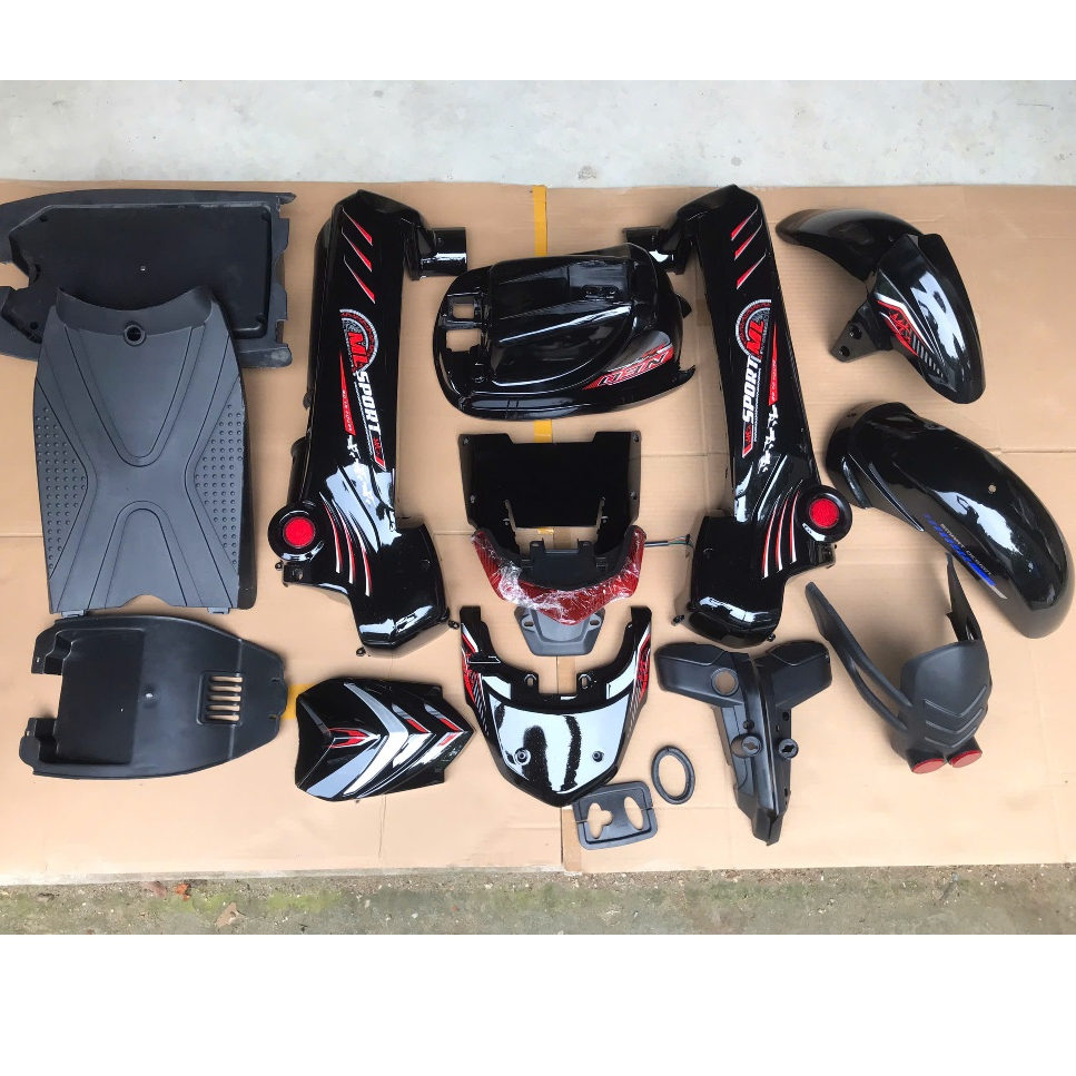 Full bộ áo xe điện M133 loại xe bò nhỏ, xe M133 12ah không có chắn xích,DÀN ÁO 133M, đen, #danao133m