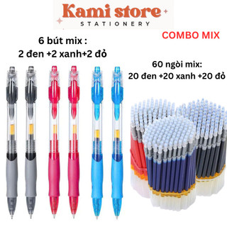 Combo 6 Bút 60 Ngòi Bút Gel Basic Xanh, Đen,Đỏ Kami Store BV06