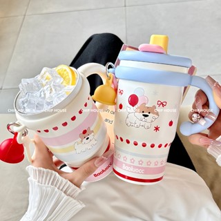  Ly Giữ Nhiệt Cao Cấp Cốc Cà Phê Tráng Sứ Có Tay Cầm - Bình Đựng Nước INOX316 Kèm Sticker 