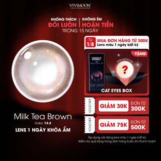 01 Chiếc Kính áp tròng VIVIMOON LENS 1 ngày màu nâu trà sữa tự nhiên Milk Tea Brown (x2 để đặt 1 đôi)