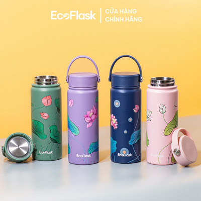 Bình giữ nhiệt EcoFlask 1000ml/550ml thiết kế Chuyện Sen cao cấp chính hãng, inox 304, bảo hành 3 năm