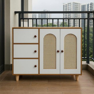 Tủ Giày - Kệ Giày 5 Cánh Tủ Mây Chân Gỗ MDF, Tiết Kiệm Không Gian Gọn Gàng