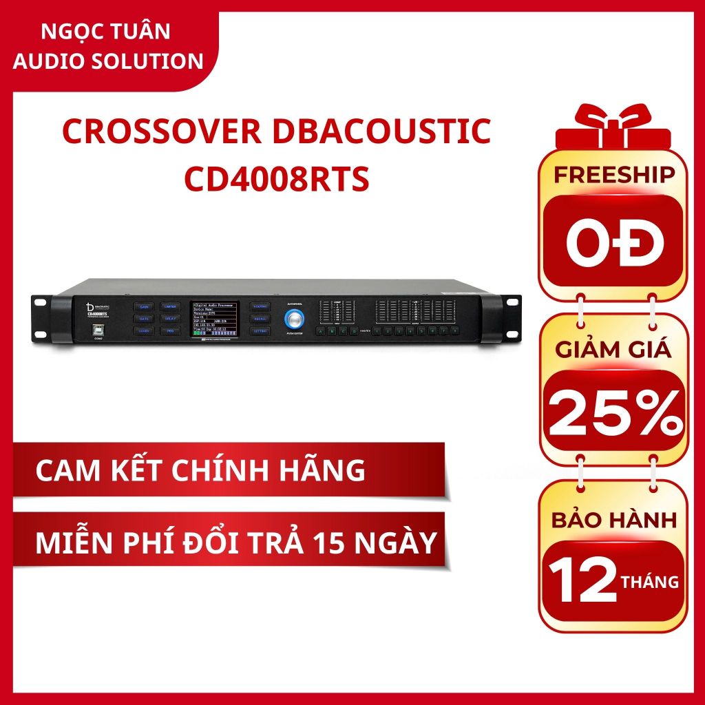 Bộ Lọc Phân Tần Dbacoustic CROSSOVER CD4008RTS- DSP 32BIT, AD/DA 24-bit xử lý tín hiệu cực chuẩn