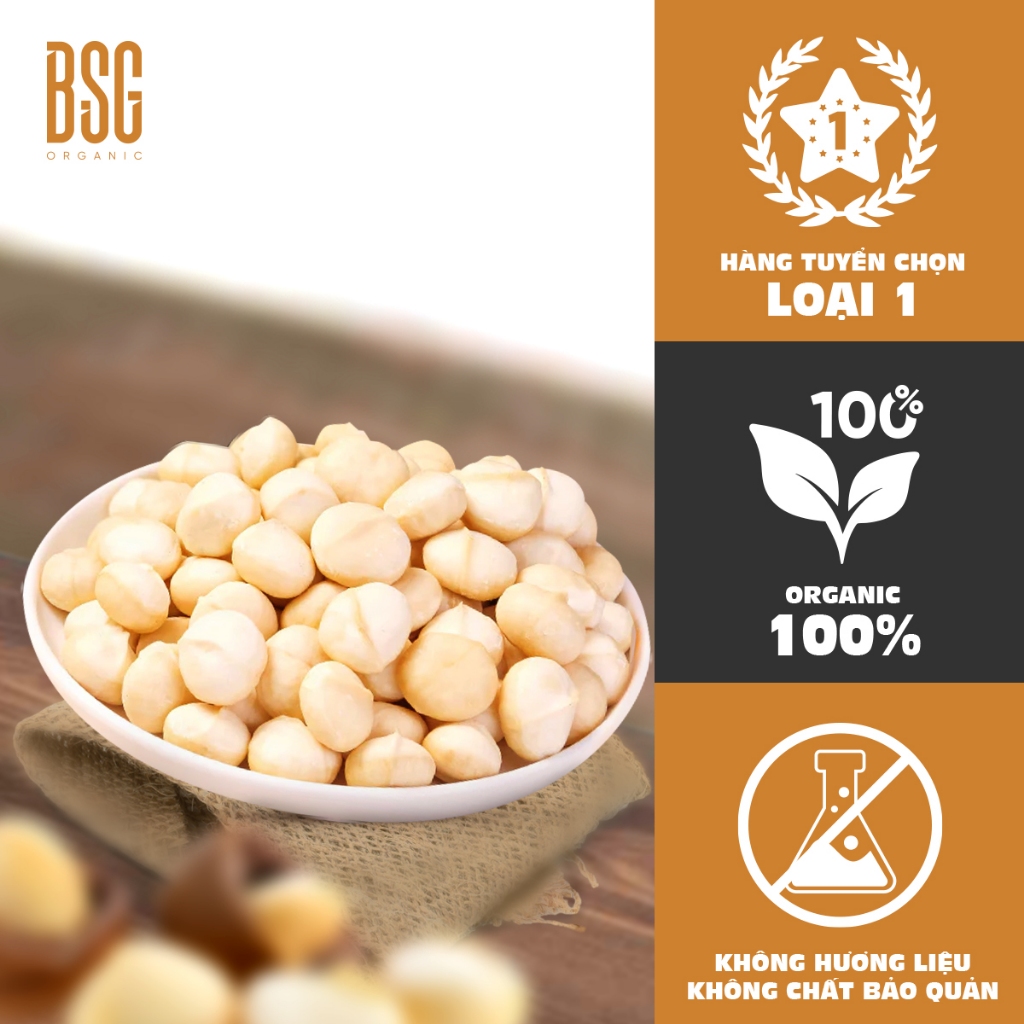 Nhân Macca BSG – Hạt Macca Tách Vỏ, Ăn Liền, Hạt To, Nguyên Liệu Làm Bánh, Nấu Sữa Hạt