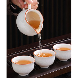 Bộ Ấm Chén Pha Trà Bằng Sứ Trắng Bạch Định Kèm Hộp Quà