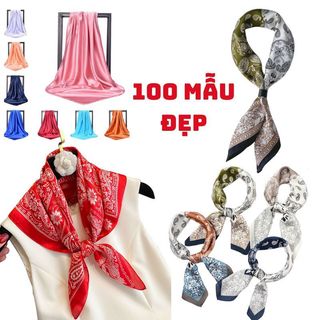 Khăn bandana satin lụa vuông nam nữ kèm đai 70x70cm