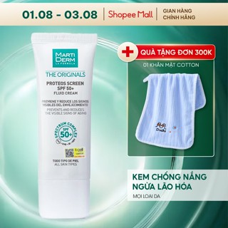 Kem chống nắng MartiDerm ngừa nám, chống lão hóa The Originals Proteos Screen SPF50+ Fluid Cream MartiDerm 40ml