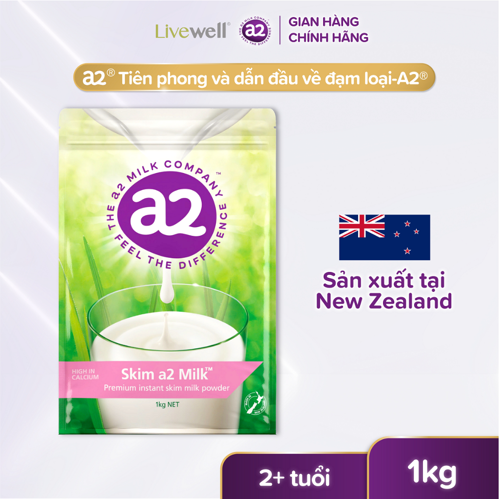 Sữa Bột a2 Milk Tách Béo Dạng Túi 1kg Của Úc – Sữa Đạm A2 Dễ Tiêu Hóa, Canxi Cao, Cho Trẻ Trên 2 Tuổi Và Người Lớn Skim