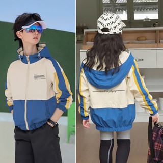 Áo khoác trẻ em bé trai bé gái size đại gió 2 lớp đẹp phối màu in chữ cute từ 14 đến 40kg FIVEBE 0240