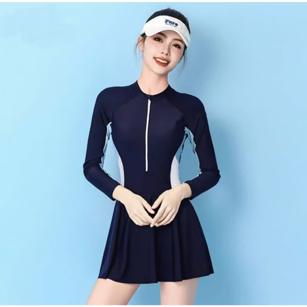 [Size S, M,L,XL] Bikini đồ bơi đi biển 1 mảnh khoá kéo form váy kín đáo kèm quần bảo hộ bên trong BIKINI MANILA MS-P02 | BigBuy360 - bigbuy360.vn