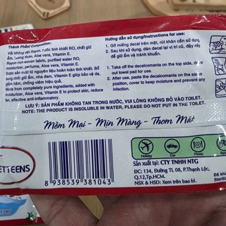 [Combo 5 bịch] Khăn ướt bỏ túi Vietteens – Hương thơm trái cây – Nhẹ dịu cho da, dễ thương cho teen
