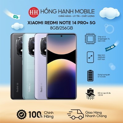 Điện Thoại Xiaomi Redmi Note 14 Pro+ 5G 8GB/256GB - Hàng Chính Hãng