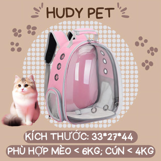  Balo vận chuyển chó mèo phi hành gia Hudy Pet VN - Balo đựng thú cưng mặt kính nhựa trong suốt 