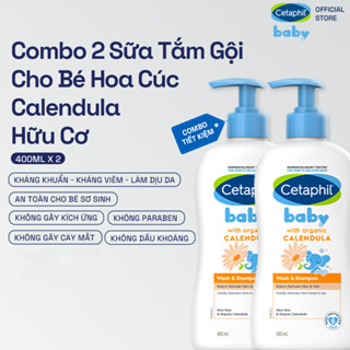 [Cetaphil X Hannah] Combo 2 Sữa tắm gội dịu lành Cetaphil Baby Wash & Shampoo with Organic Calendula 400ml/chai