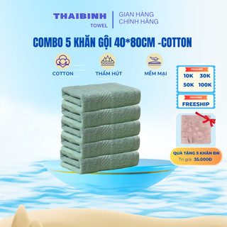  Combo 5 Khăn gội đầu 40x80cm Thai Binh Towel 100% Cotton Siêu Thấm Hút Nhà Tắm khăn gia dinh khăn  tắm khach san 