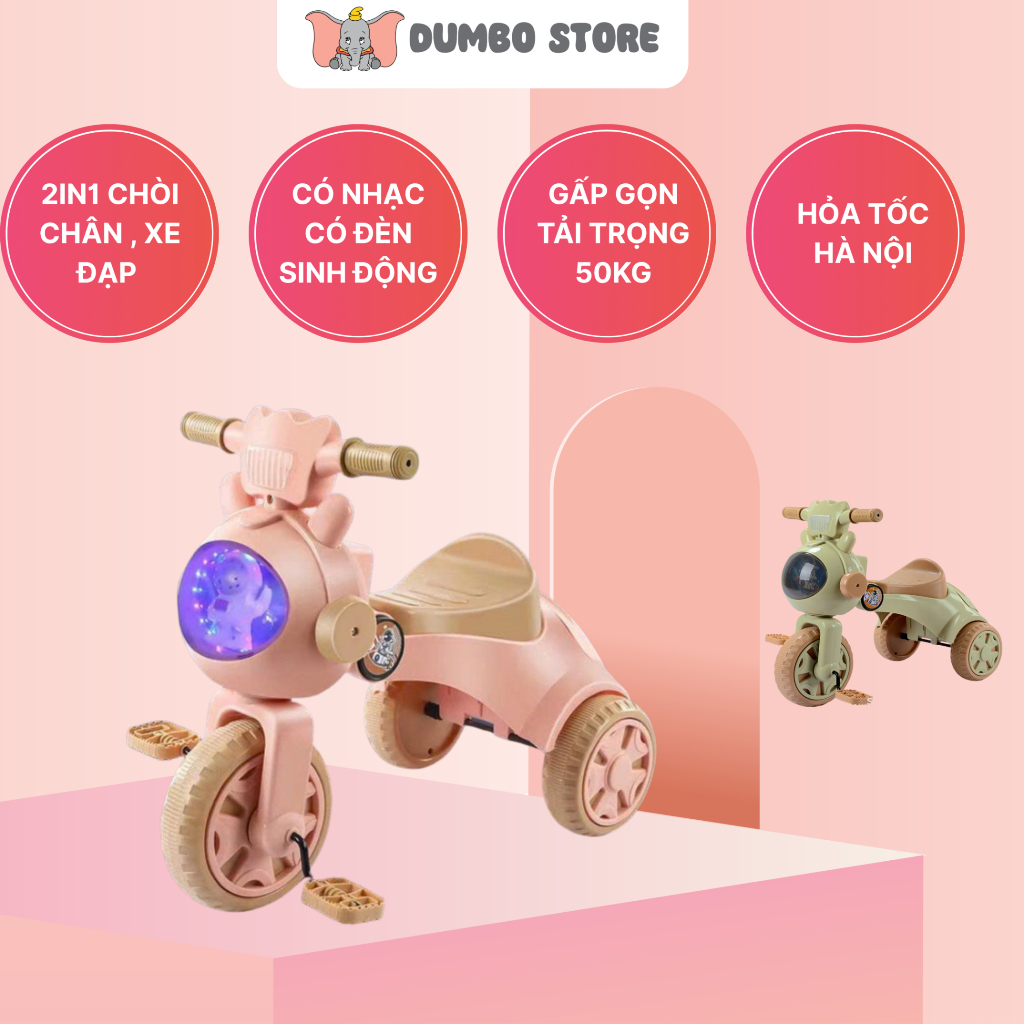 [Ship Hoả Tốc] Xe chòi chân xe tập đi cho bé 1-5 tuổi có đèn nhạc DUMBO STORE
