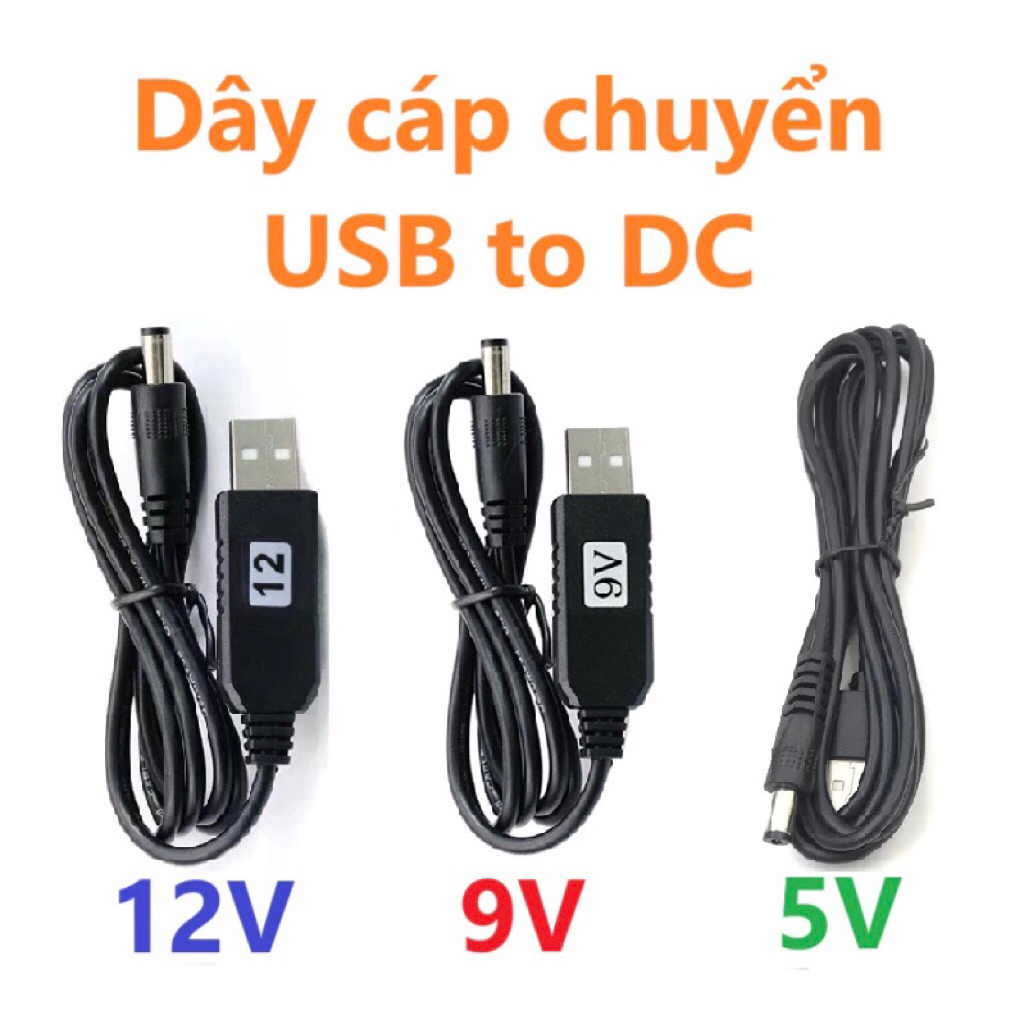 Cáp Chuyển Đổi 5V USB sang 5V / 9V / 12V sạc thường, sạc nhanh QC 18W