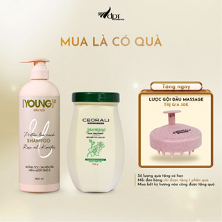 [TẶNG LƯỢC GỘI ĐẦU] Bộ đôi gội hấp giúp phục hồi tóc hư tổn, hương thơm quyến rũ (Dầu gội Young 800ml Hấp Ceorali 900g)