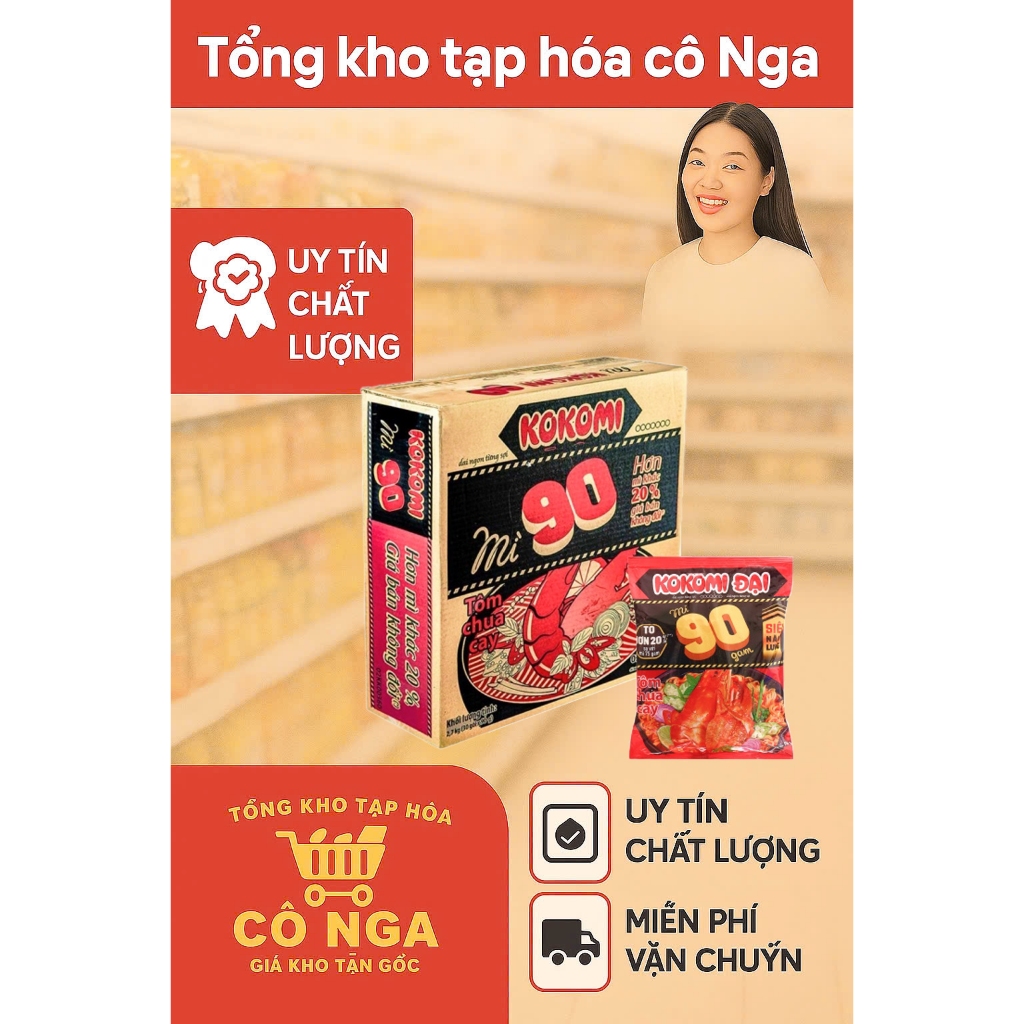 Mì Kokomi Đại 90 Dai Ngon Từng Sợi , Mì Kokomi Chua Cay, Combo 10 gói  giá rẻ mỗi ngày