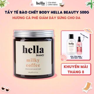 Tẩy tế bào chết body cà phê Hella Beauty 500g giúp làm sạch sâu hỗ trợ dưỡng sáng da
