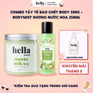 Combo tẩy tế bào chết body 500g + Bodymist hương nước hoa 250ml Hella Beauty