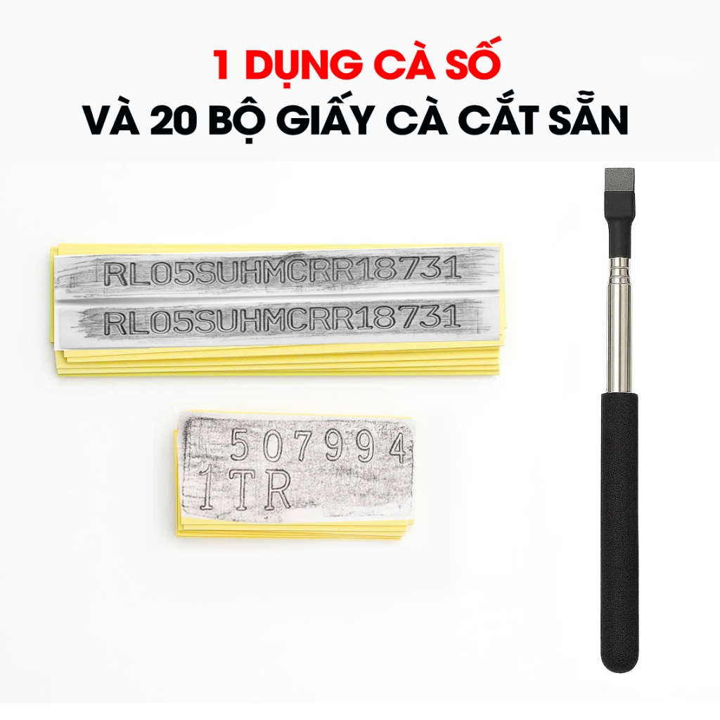 COMBO 1 Dụng Cụ Cà Số & 20 Bộ Giấy Cà Số Khung Số Máy Cắt Sẵn