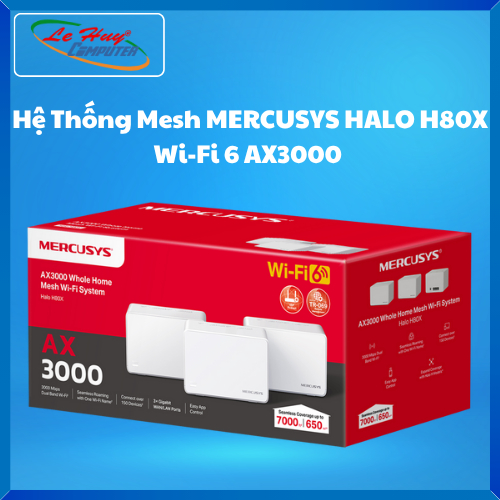 Thiết bị mạng - Router Wifi MERCUSYS HALO H80X Wi‑Fi 6 AX3000 (3 Pack) - Hàng Chính Hãng