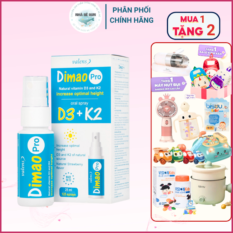 Dimao Pro D3K2 - Bổ Sung Vitamin D3 K2 Dạng Xịt Tăng Hấp Thu Canxi, Tăng Chiều Cao Cho Bé