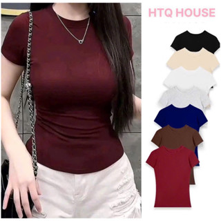 Áo thun cổ tròn chất thun gân tăm,Áo thun nữ form ôm Babytee,áo thun body thắt eo
