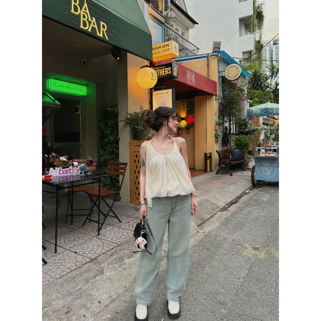 THE QUẠO - Quần Jeans Nữ Lưng Cao Ống Suông Dáng Dài Thêu Túi R0910_536 | BigBuy360 - bigbuy360.vn