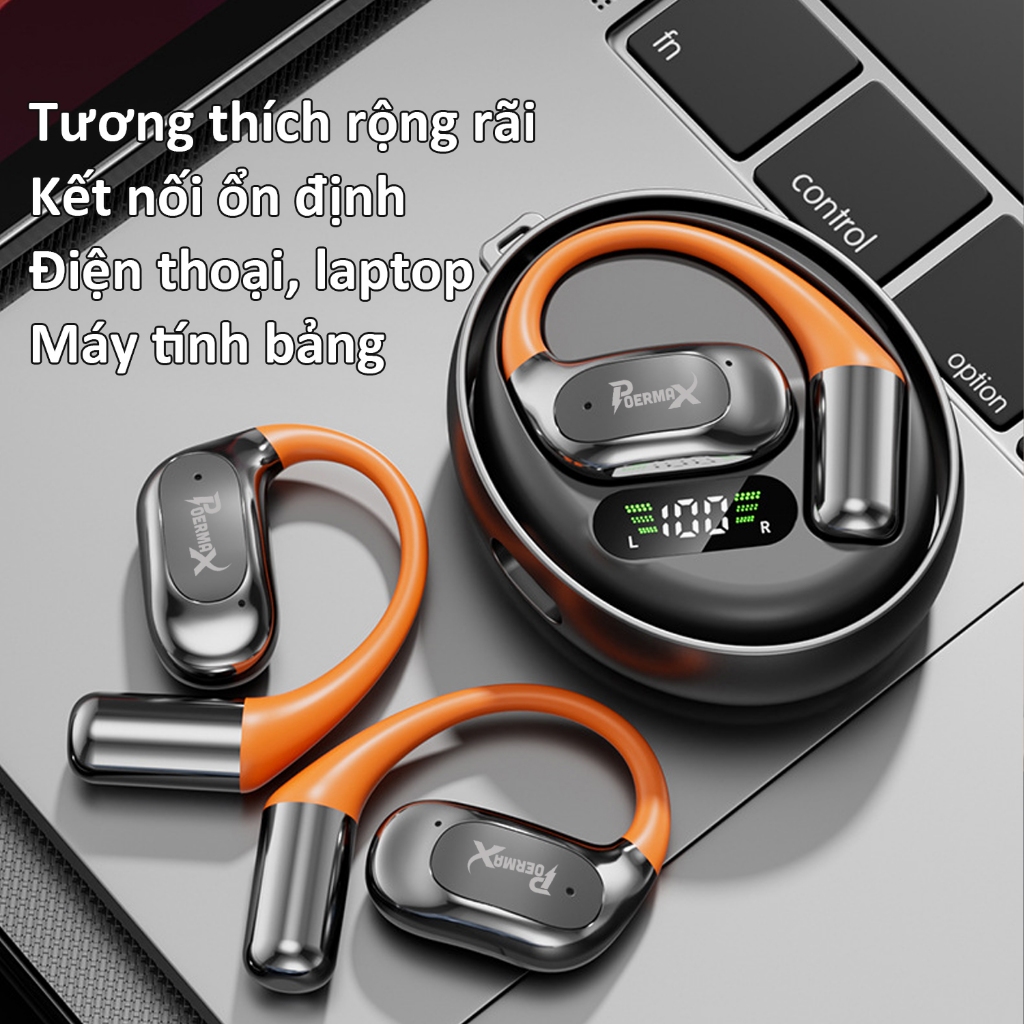 Tai nghe thể thao Bluetooth Poermax M113, Tai nghe Open-ear đeo thoải mái pin dùng lâu có micro | BigBuy360 - bigbuy360.vn
