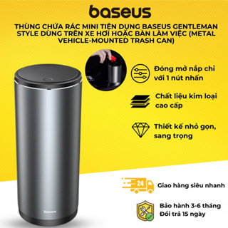  Thùng chứa rác Mini tiện dụng Baseus Gentleman Style dùng trên xe hơi hoặc bàn làm việc chất liệu kim loại sang trọng 