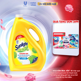 Nước Rửa Chén Bát Sunlight Chanh 100 Sạch Nhanh Xả Bọt Nhanh Rửa Sạch Dầu Mỡ 3.6kg