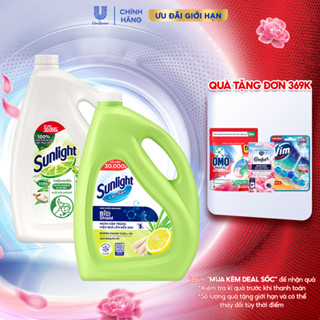 Combo Nước rửa chén + Nước lau sàn Sunlight can 3,6kg