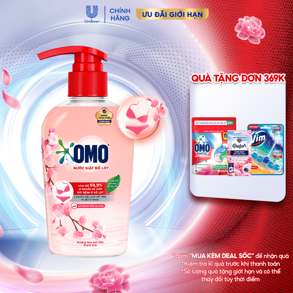 Nước Giặt Đồ Lót OMO Hương Hoa Anh Đào Thanh Lịch 300G