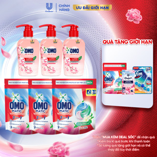 Combo 3 túi viên giặt tiện lợi OMO 3 trong 1 (30 viên/túi) và Combo 3 Chai nước giặt đồ lót OMO Hương Anh Đào 300g