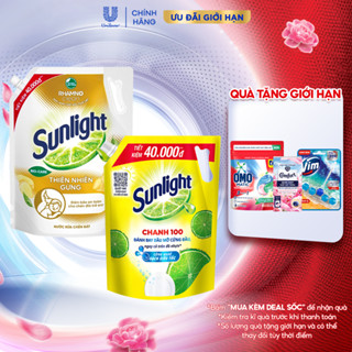 COMBO 2 Nước rửa chén Sunlight Thiên Nhiên túi 3.3kg & Chanh túi 3.5kg | Bộ đôi sạch hiệu quả & an toàn