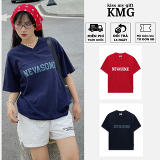  Áo thun nữ V-Neck NEVASOME Basic - Áo phông nữ form rộng cổ tròn vải cotton khô phong cách streetwear hot trend KMG 