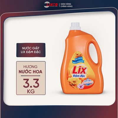 Nước giặt Lix đậm đặc hương hoa chai 3.3kg làm sạch cực nhanh vết bẩn NGH46 tăng gấp đôi sức mạnh giặt tẩy quần áo