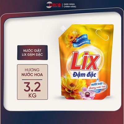 Nước giặt Lix đậm đặc hương nước hoa túi 3.2Kg sạch thơm như mới khử mùi nấm mốc NGH47 nước giặt bảo vệ da tay