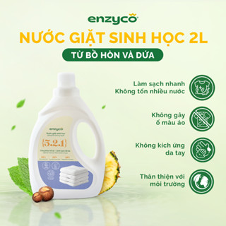 Nước Giặt Sinh Học ENZYCO 2L - Chiết Xuất Bồ Hòn & Enzyme Dứa, Hương Bạc Hà, An Toàn Cho Da Nhạy Cảm