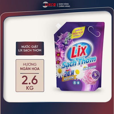 [SVIP] Nước giặt Lix sạch thơm hương ngàn hoa túi vòi, sạch nhanh vết bẩn N7409, N7402 thơm và lưu hương hơn