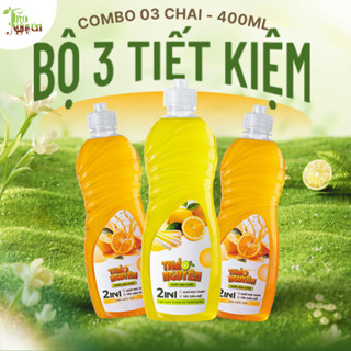 Combo 3 chai nước rửa chén Thảo nguyên 400 ml – hương sả chanh / cam  – hỗ trợ giảm mùi tanh – sạch dầu mỡ