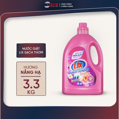 Nước giặt Lix sạch thơm hương nắng hạ 3.3kg  CHAI N7301 tăng gấp đôi sức mạnh giặt tẩy quần áo - Lixco Việt Nam
