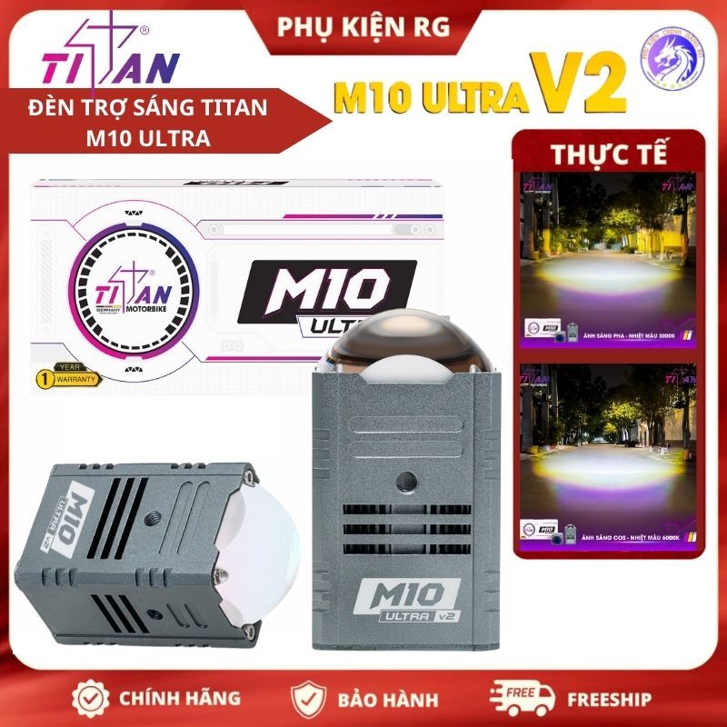 Đèn Trợ Sáng Titan M10 Ultra V1-V2, Đèn Trợ Sáng Bi Cầu Mini Công Suất Mạnh Kháng Nước Tốt BH 12T