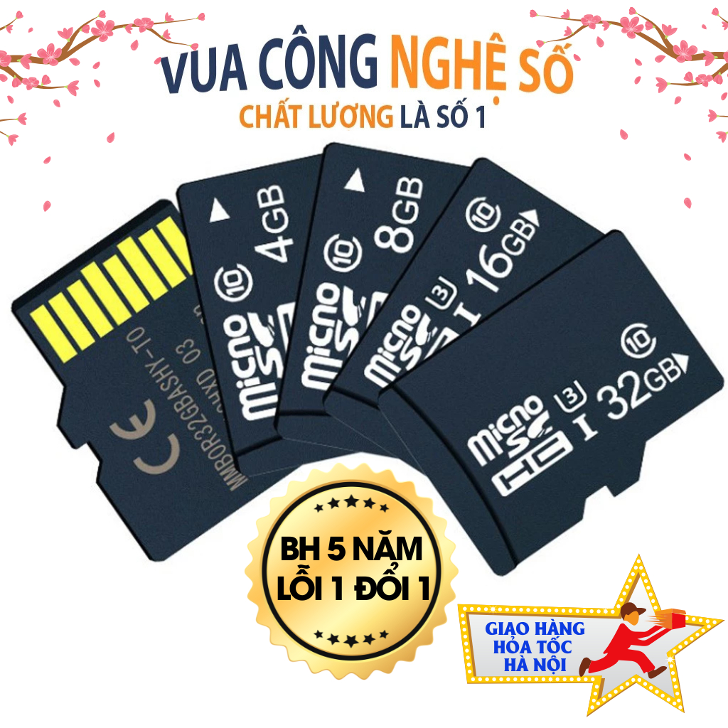 Thẻ nhớ 64GBb 32Gb 16Gb 8Gb 4Gb 2Gb Micro SD class 10 U3 - Thẻ nhớ điện thoại, thẻ nhớ loa đài - Bảo hành 5 năm 1 đổi 1