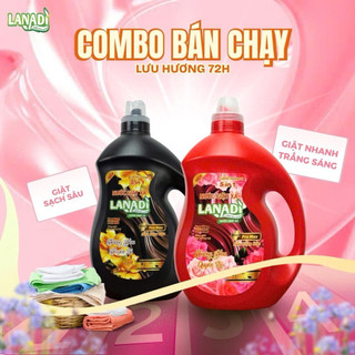  Combo Nước Giặt Xả Lanadi Pro Max 3,6kg - Hương Nước Hoa Cao Cấp 5 trong 1 Lưu Hương 72H 